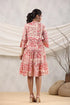 Women Peach Floral Printed Pure Cotton Flared Ethnic Dress